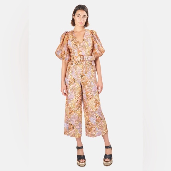 Zimmermann Pants - Zimmermann Concert Paisley Linen Belted Jumpsuit NWOT